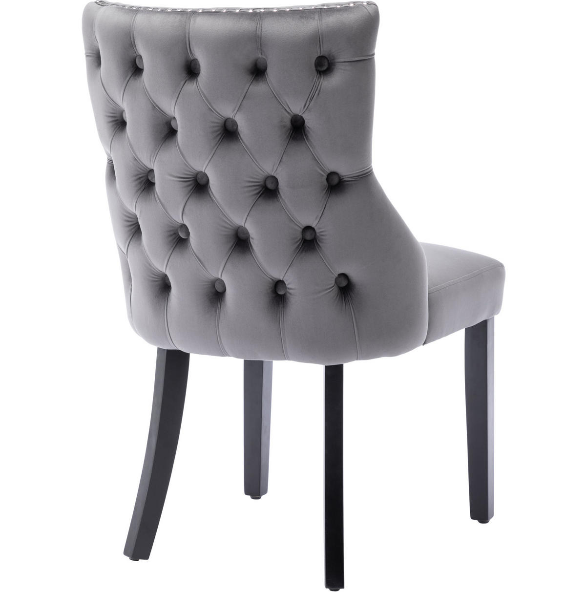 STUHL mit Knopfsteppung Sitzbreite ca. 50 cm Samt Grey - Grau, Metall (50/91/52cm) - Meubliv