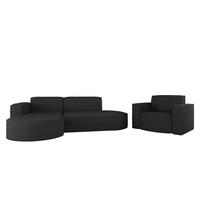 SOFASET Palma In Scala - Anthrazit, Holzwerkstoff/Textil (236/78/165cm) - Fun Möbel