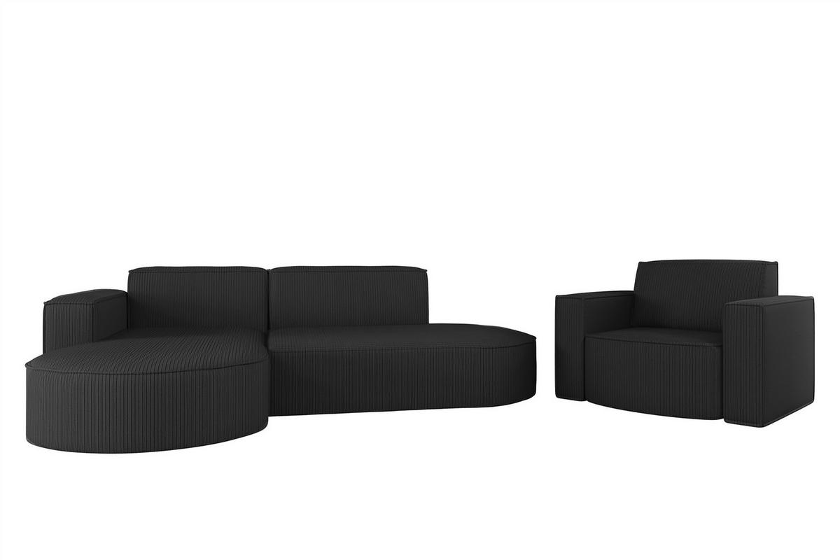 SOFASET Palma In Scala - Anthrazit, Holzwerkstoff/Textil (236/78/165cm) - Fun Möbel