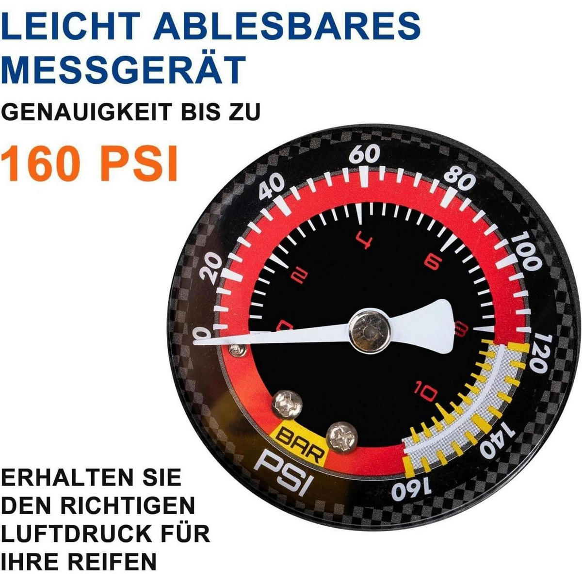 FAHRRADPUMPE mit Manometer für alle Ventile - Schwarz, Metall (8.2/44/21cm)