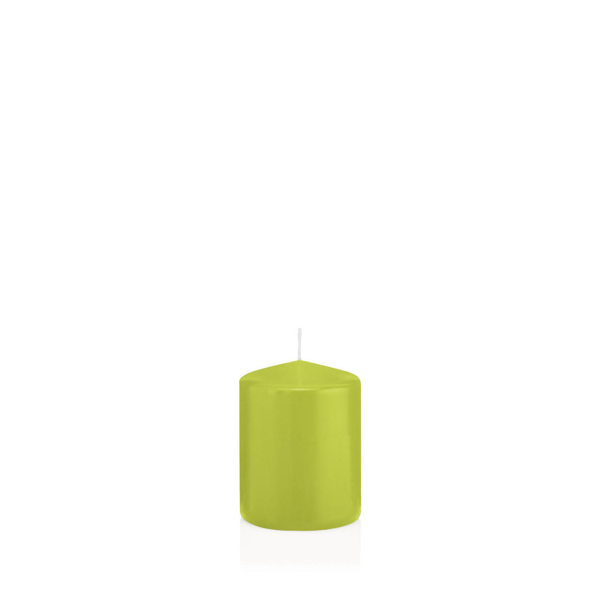 STUMPENKERZEN Apfelgrün Ø 58 x 80 mm, 16 Stück - Apfelbaumfarben, Paraffin (6/8cm) - Wiedemann Kerzen