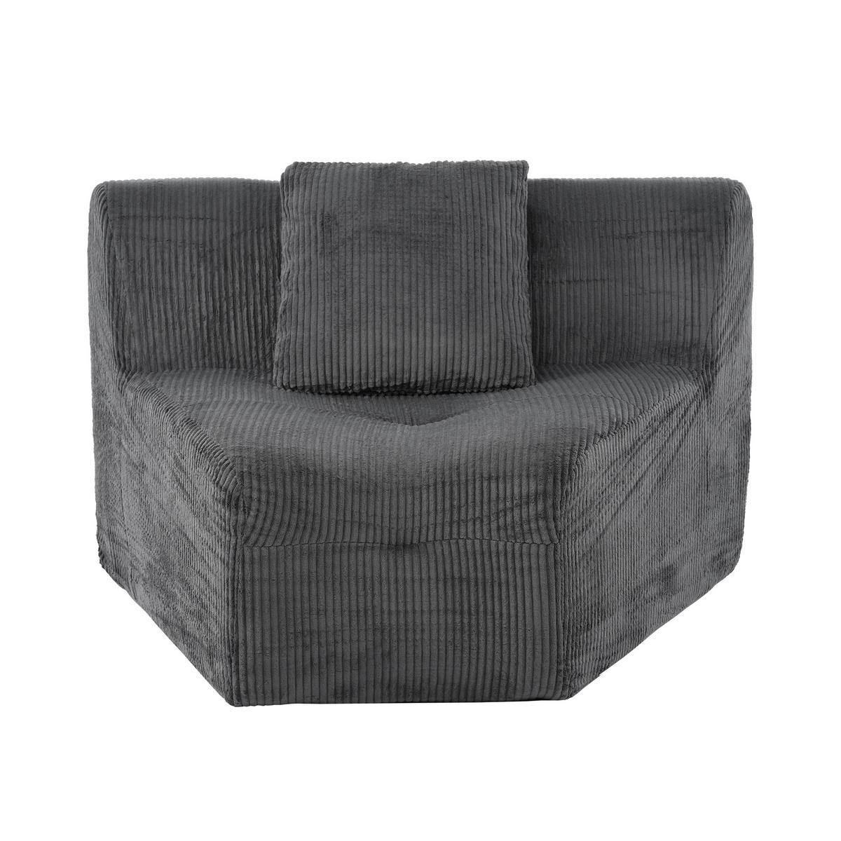 4-SITZER-SOFA modular Cord Kompression, DE-42936, Dunkelgrau - Dunkelgrau, Textil (311/65/90cm) - ComfortXL