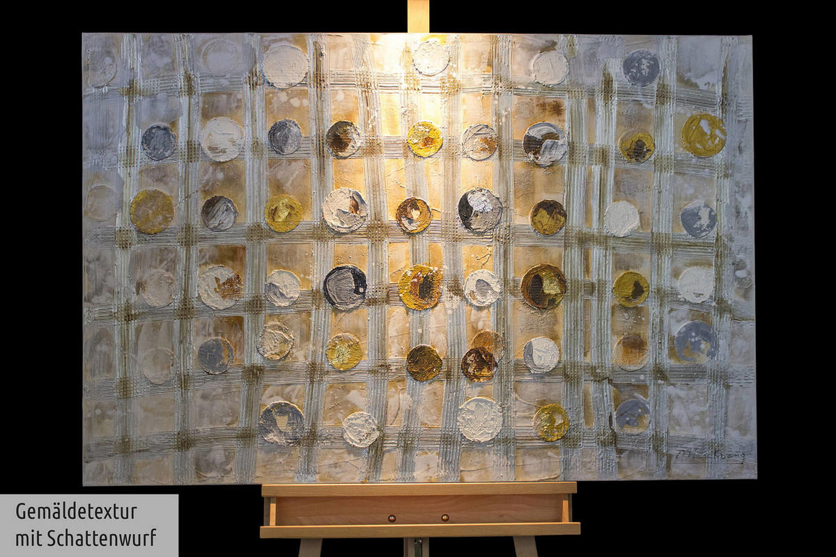 ACRYLBILD HANDGEMALT 120/80 cm - Silberfarben/Goldfarben, Holz/Textil (120/80cm) - KUNSTLOFT