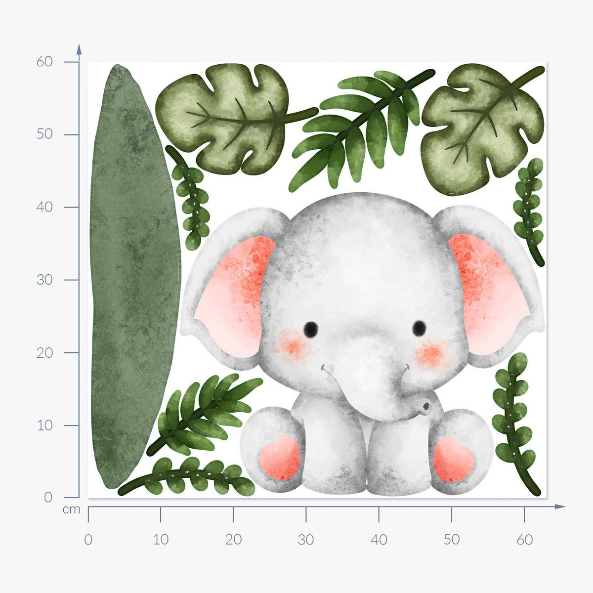 WANDAUFKLEBER 60x63cm - Ein bezaubernder Elefant - Multicolor, Kunststoff (60/63/0.1cm) - Wallfluent