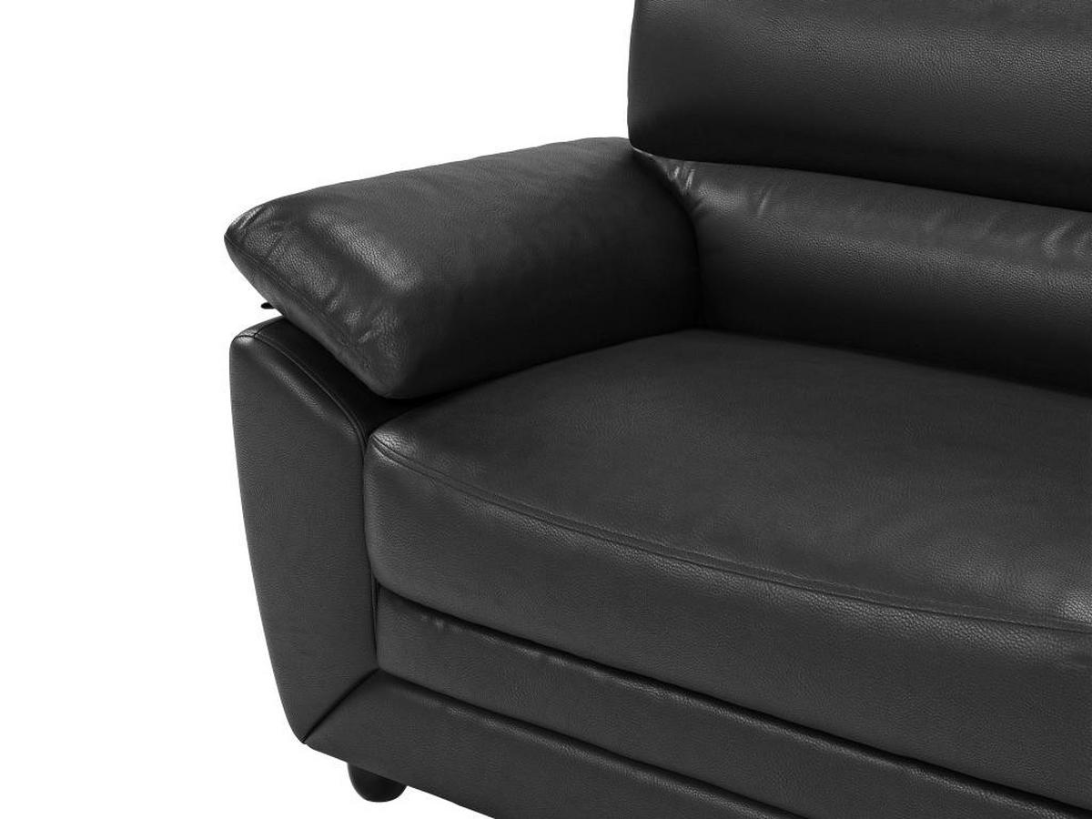 SOFA 3-Sitzer - Kunstleder - Schwarz - MANOA - Schwarz, Leder (82/88/201cm) - Vente-Unique
