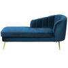 CHAISELONGUE Samtstoff marineblau rechtsseitig Allier - Blau/Goldfarben, Textil (150/75/76cm) - Beliani