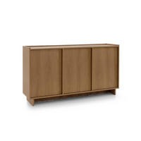 KOMMODE Suna 147 cm breit Japandi Design Sideboard Eiche Caramel grifflos - Braun, Holzwerkstoff (147/81/39cm) - Bettso