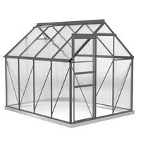 GEWÄCHSHAUS DE-12027 mit Schiebetür & Dachluke Transparent - Dunkelgrau, Kunststoff (190/199/253cm) - ComfortXL