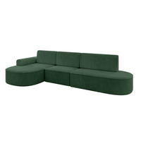 ECKSOFA mit Schlaffunktion Ottomane Links MARI L2-S 368X167X85 Grün Cord - Dunkelgrün/Schwarz, Holzwerkstoff/Kunststoff (368/167cm) - ALTDECOR