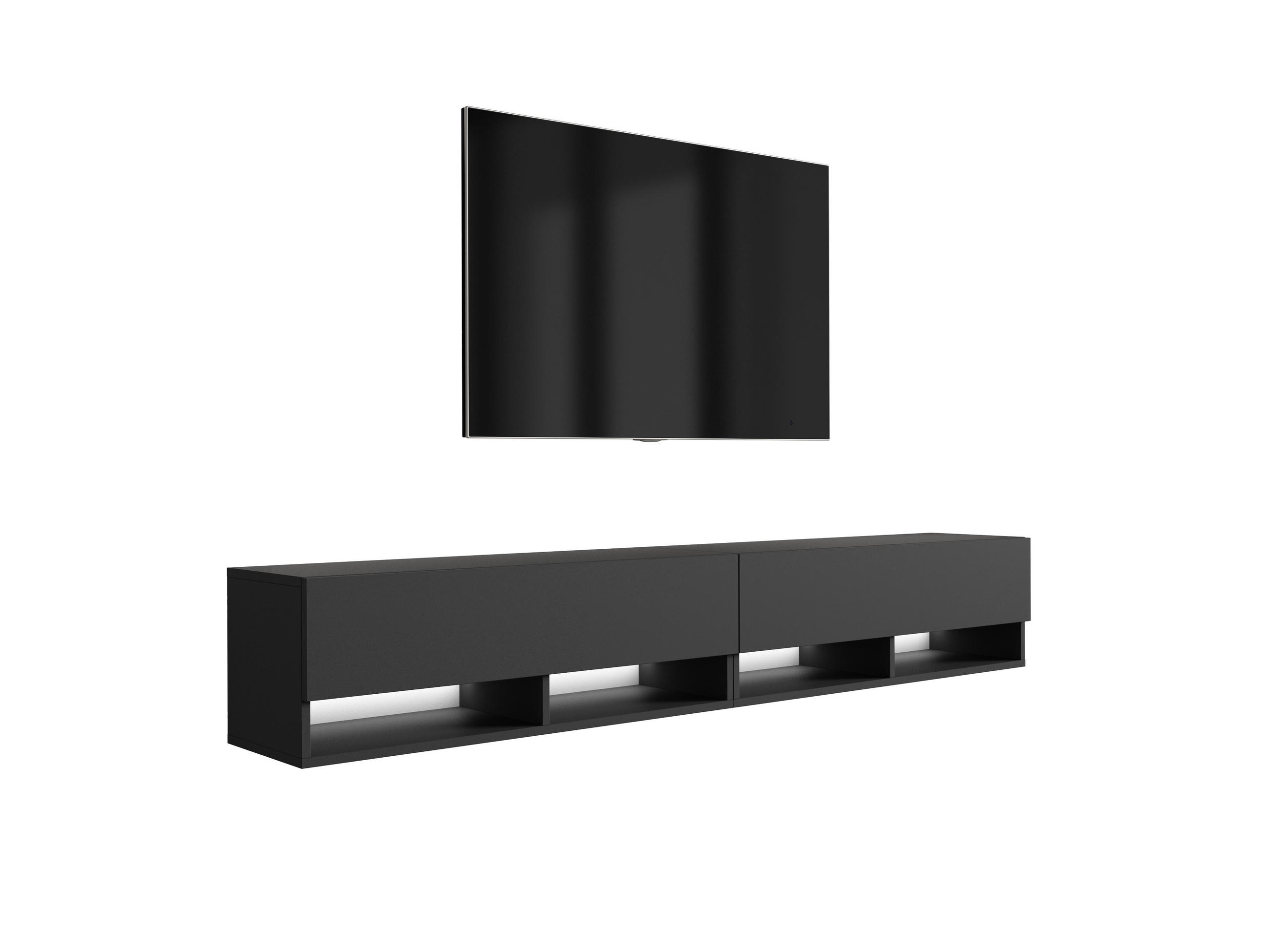 TV-LOWBOARD 200 (2 x 100) cm Mattschwarz, LED weiß, 200 × 32 × 34 cm - Schwarz, Holzwerkstoff (200/33.6/32cm) - 3XE LIVING