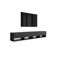 TV-LOWBOARD 200 (2 x 100) cm Mattschwarz, LED weiß, 200 × 32 × 34 cm - Schwarz, Holzwerkstoff (200/33.6/32cm) - 3XE LIVING