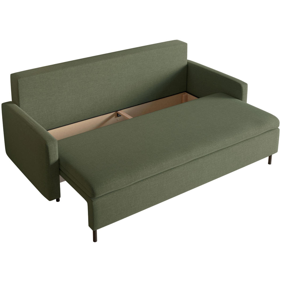 3-SITZER SOFA Umpro Chenille Dunkelgrün - Dunkelgrün/Schwarz, Textil/Metall (220/96/95cm) - Selsey