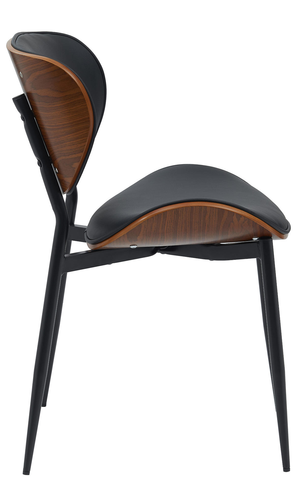 STUHL 2er Set Lederlook Walnuss/Schwarz - Walnussfarben/Schwarz, Textil/Metall (50/80/54cm) - CLP