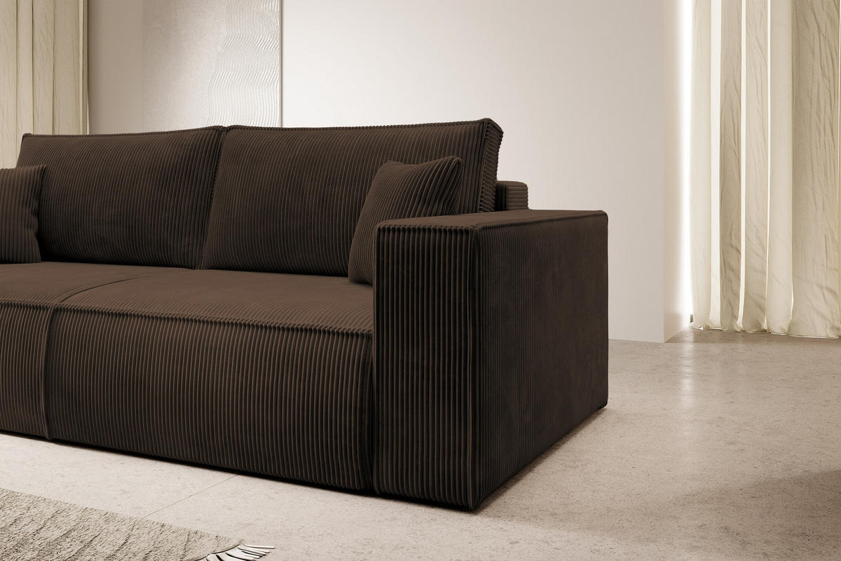 SCHLAFSOFA Farese Braun Cordbezug - Schwarz/Braun, Kunststoff/Textil (257/85/102cm) - Selsey