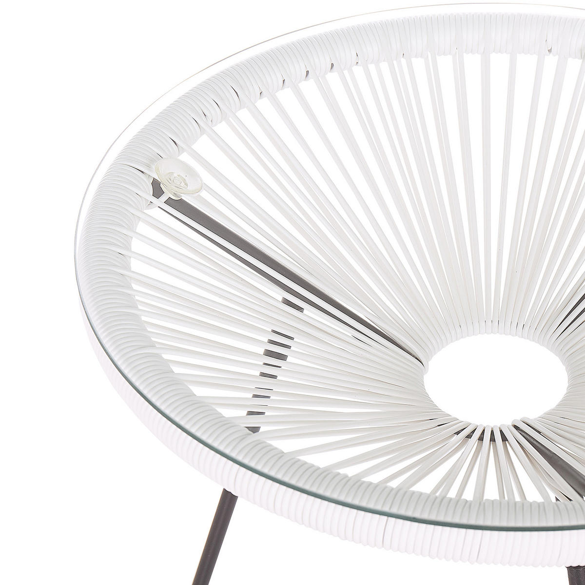 BALKONSET 2-Sitzer Rattan weiß Acapulco II - Schwarz/Weiß, Kunststoff - Beliani