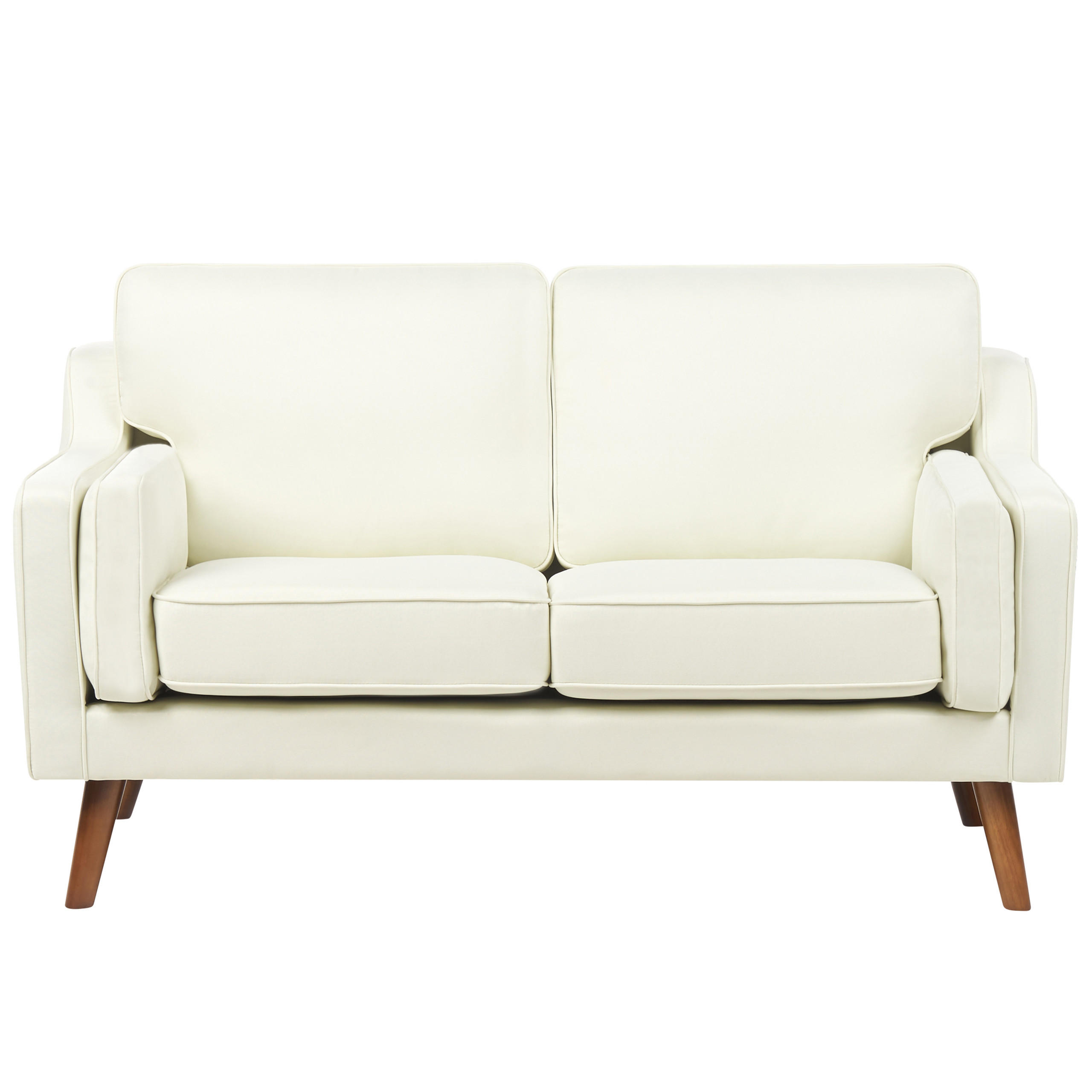 2-SITZER-SOFA cremeweiß Lokka - Hellbraun/Weiß, Textil (150/85/83cm) - Beliani