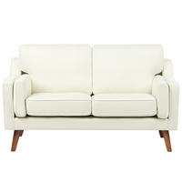 2-SITZER-SOFA cremeweiß Lokka - Hellbraun/Weiß, Textil (150/85/83cm) - Beliani