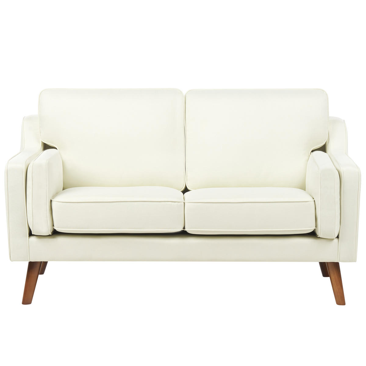 2-SITZER-SOFA cremeweiß Lokka - Hellbraun/Weiß, Textil (150/85/83cm) - Beliani