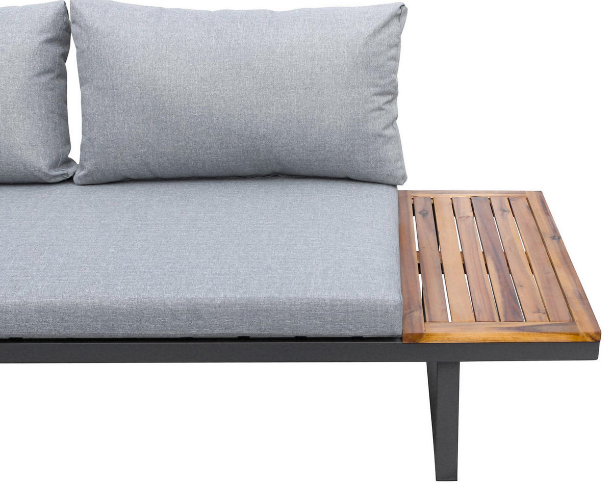 LOUNGESET 3tlg. Nairobi, Aluminium,Akazie - Anthrazit/Grau, Metall - dasmöbelwerk