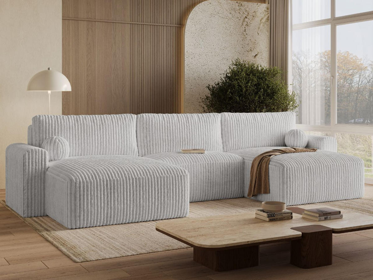 ECKSOFA U Aurora Grau - Grau, Holz/Textil (369/145cm) - Graingold