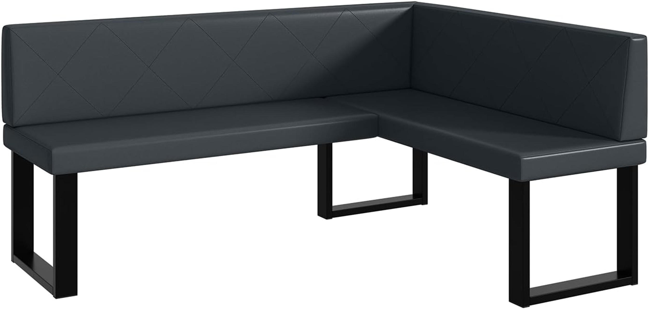 ECKBANK ERIC_U - Dunkelgrau, Leder (128/168cm) - Meblini