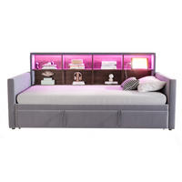 POLSTERBETT 90/190 cm aus Samt mit Stauraum, Grau - Grau, Textil (90/190cm) - OKMYHOME