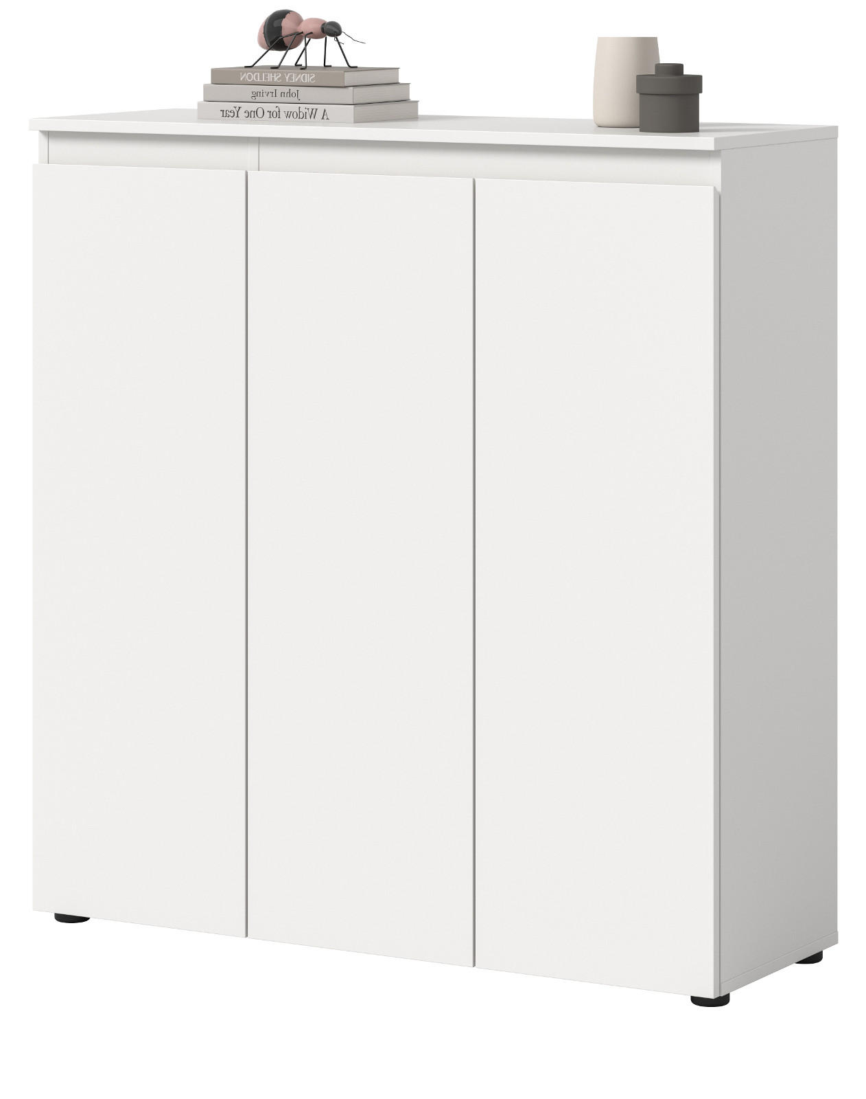 KOMMODE weiß 105 x 11 cm, Anrichte mit 10 Fächern - Schwarz/Weiß, Holzwerkstoff/Kunststoff (105/111/37cm) - Inn.Furn