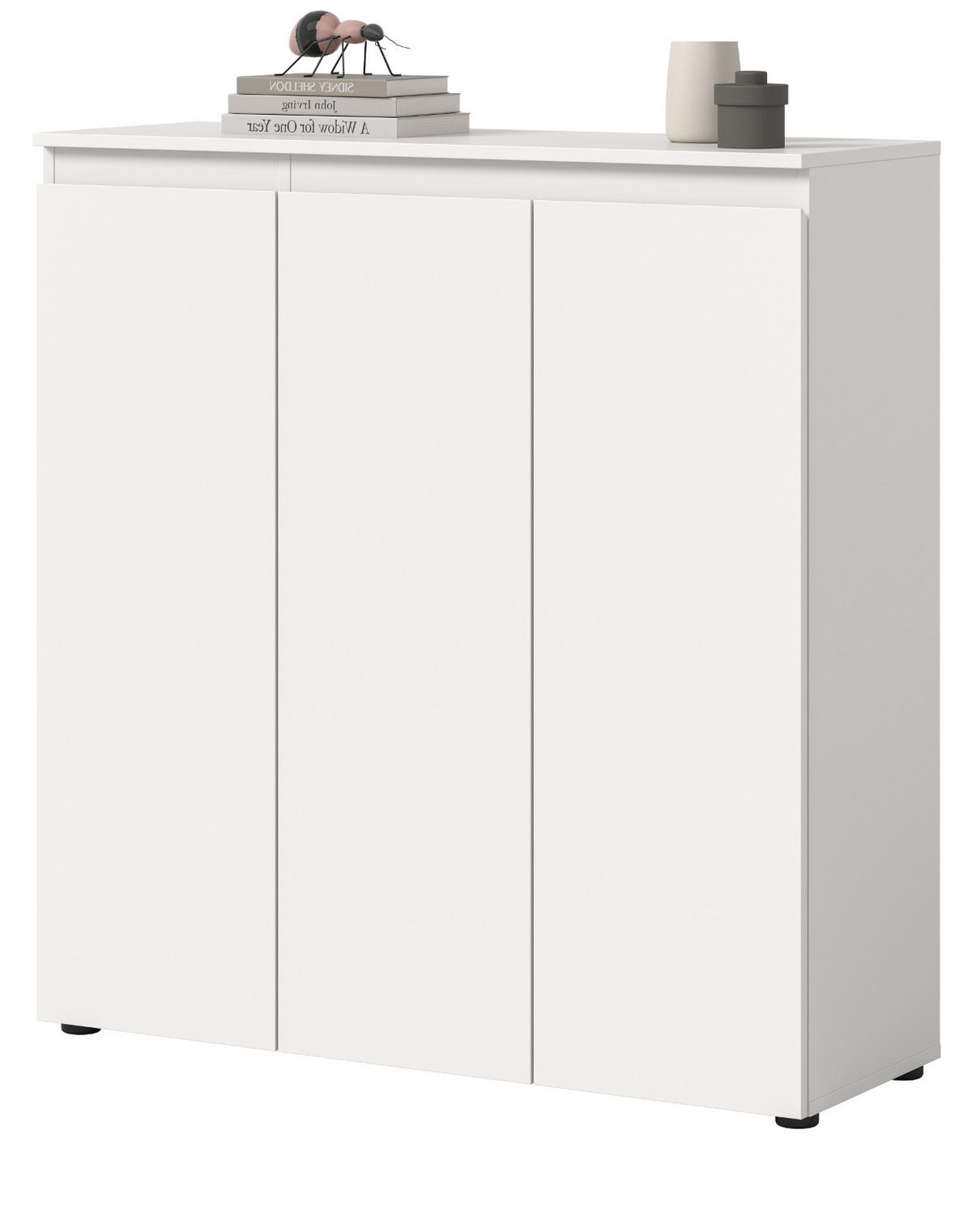 KOMMODE weiß 105 x 11 cm, Anrichte mit 10 Fächern - Schwarz/Weiß, Holzwerkstoff/Kunststoff (105/111/37cm) - Inn.Furn