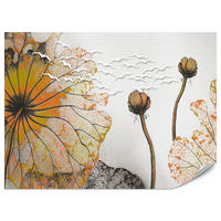 FOTOTAPETE für Esszimmer Große Abstrakte Orange Blumen Blätter 100x70 - Gelb/Orange, Papier (100/70cm) - Muralo