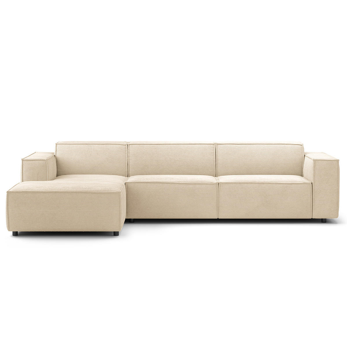 ECKSOFA mit Longchair - Beige/Schwarz, Kunststoff/Textil (294/177cm) - home24