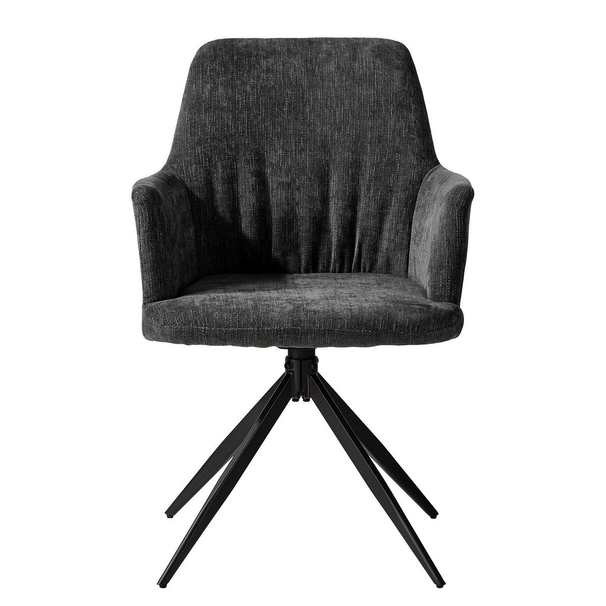 DREHBARER ARMLEHNENSTUHL - Grau - Chenille - Eisen - 59 x 87 x 65 cm - Grau, Textil/Metall (59/87/65cm) - home24