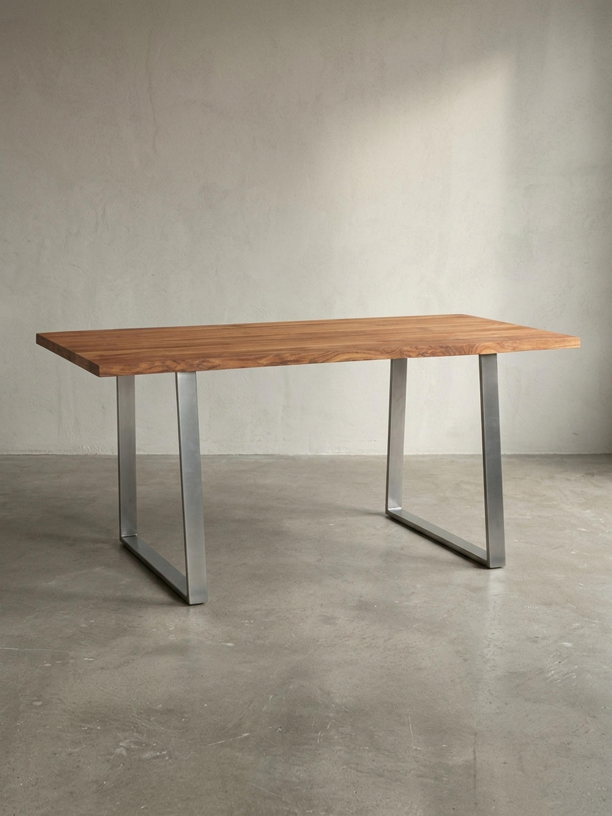 SCHREIBTISCH Massivholz Baumkante Chromgestell Handarbeit TARN, Goldbraun-Chrom 120x60x76 cm - Chromfarben/Braun, Holz/Metall (60/120/76cm) - KADIMA DESIGN