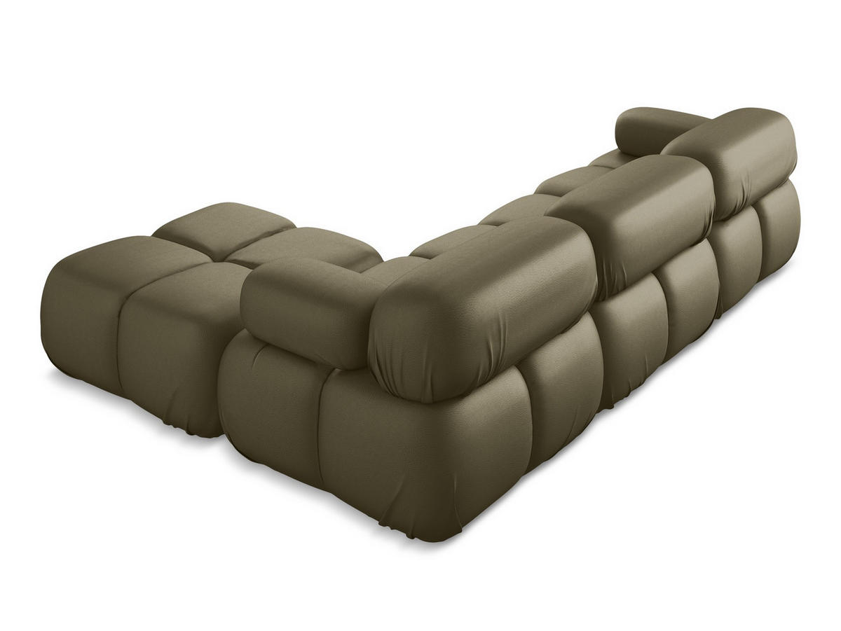 ECKSOFA Beidseitig Kunstleder Grün - Schwarz/Olivgrün, Leder/Kunststoff (285/191cm) - Makamii