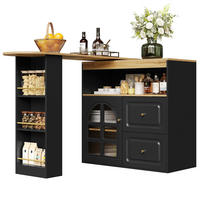 KÜCHENINSEL Stehtisch DREHBAR AUSZIEHBAR Essbar Sideboardschrank MDF Schwarz Wohnzimmer 138-204/39/104 cm - Schwarz, Kunststoff (39/104/138cm) - Rolipo