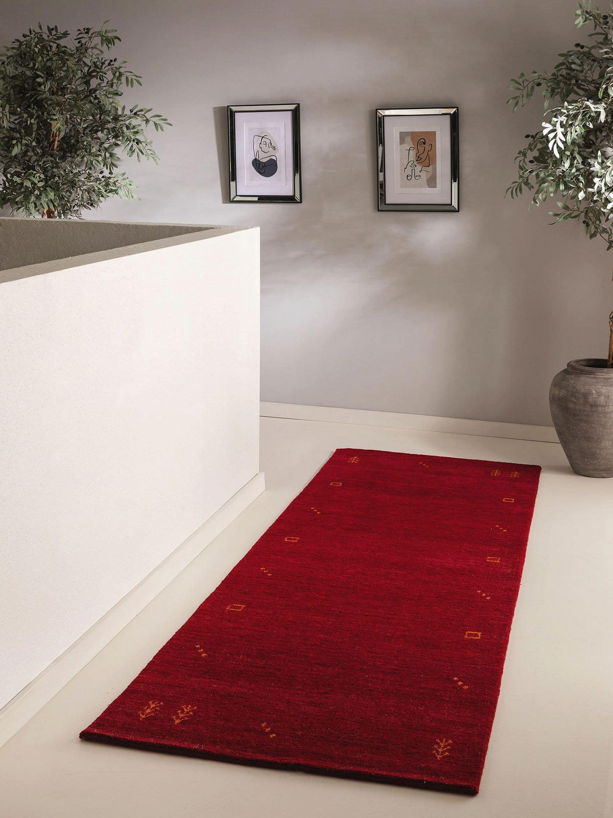 WOLLTEPPICH-LÄUFER Jamal Rot 80x250 cm - Rot, Textil (80/250cm) - benuta Nest