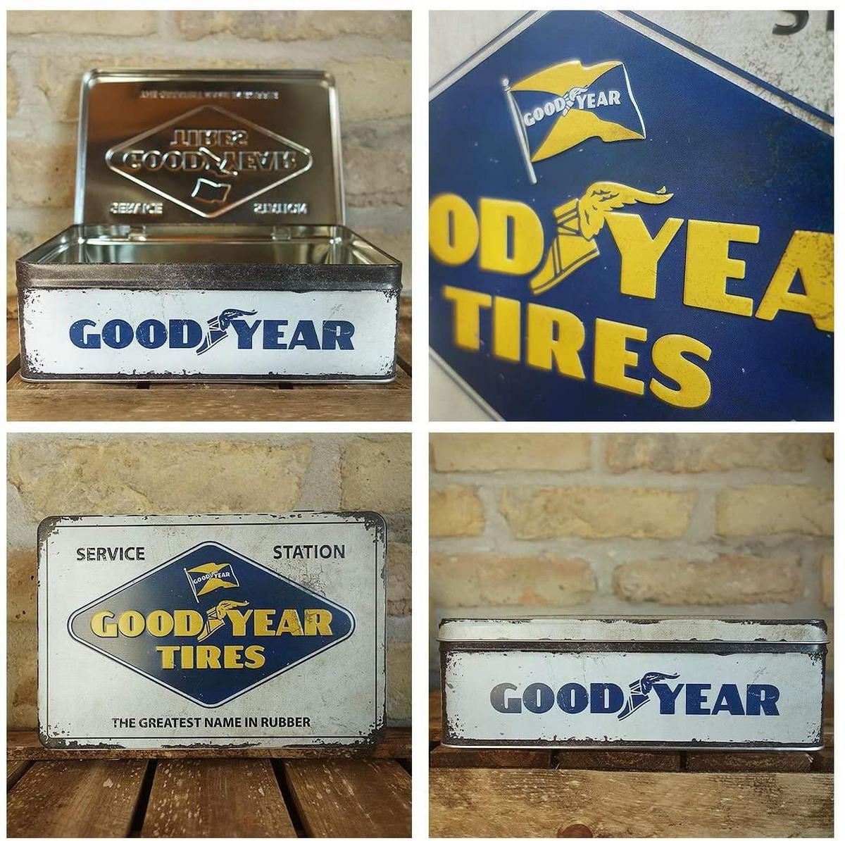 VORRATSDOSE flach Goodyear Logo White - Multicolor, Metall (23/7/16cm) - Nostalgic-Art