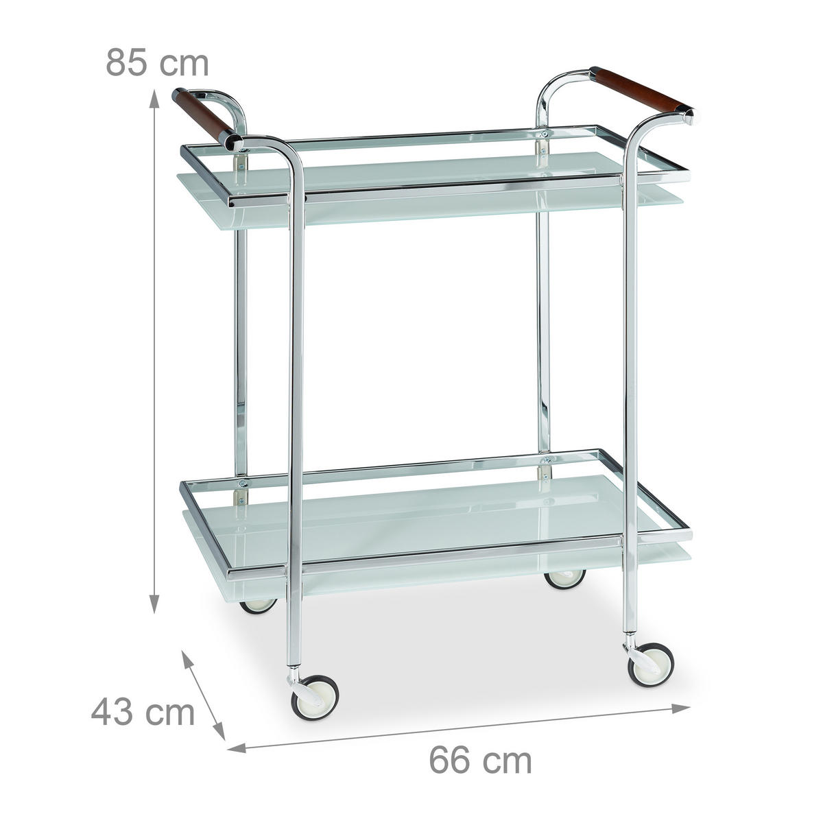 SERVIERWAGEN - Silberfarben, Glas/Metall (66/85/43cm) - Relaxdays