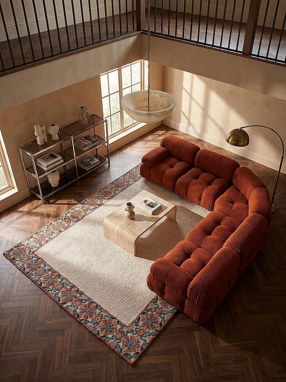 WOLLTEPPICH BROK, mit Bordüre, Rot, 160 x 230 cm - Beige, Textil (160/230cm) - KADIMA DESIGN