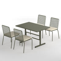 GARTENESSGRUPPE - 5-teilig - Stahl - Anthrazit - Salbeigrün, Textil/Metall - home24