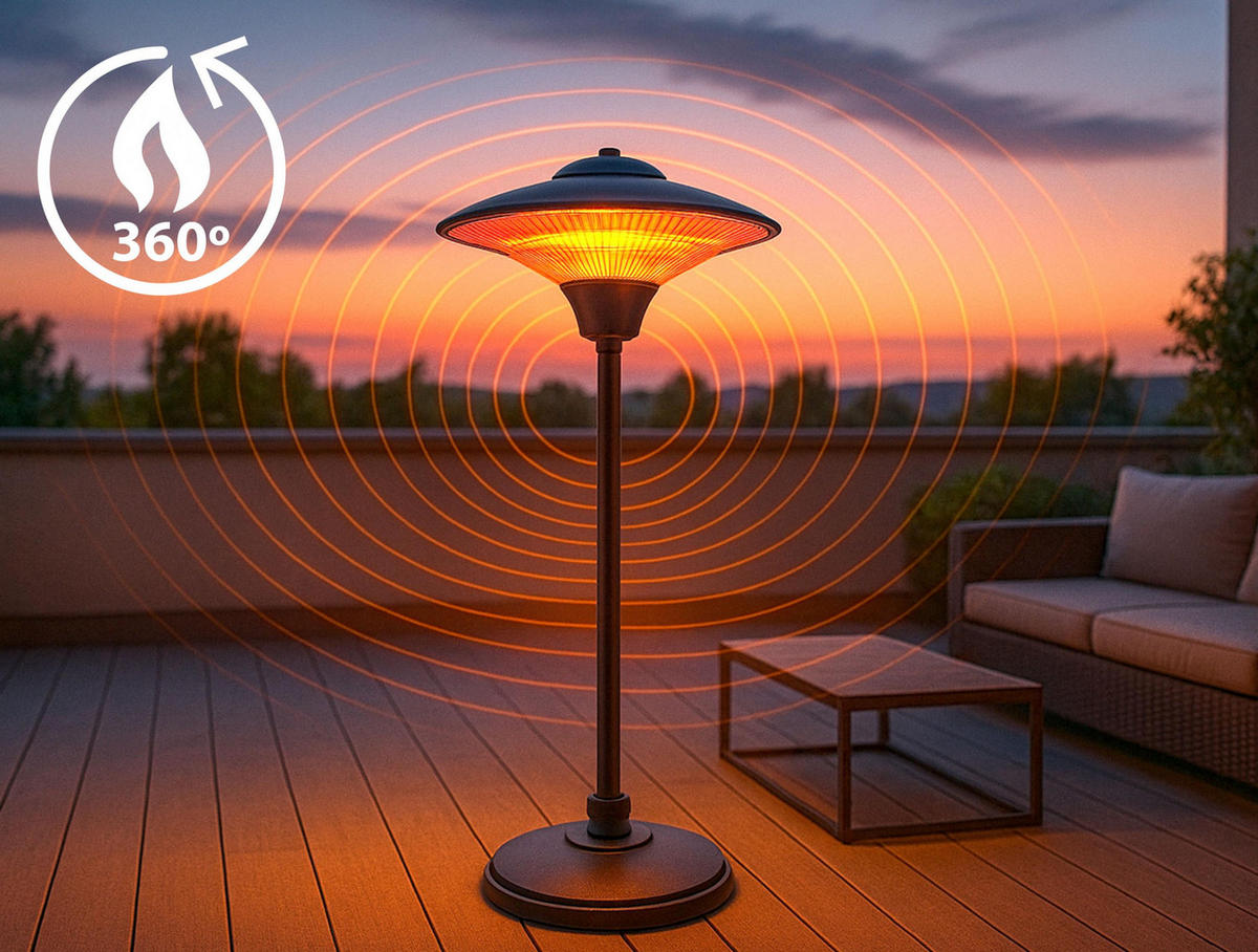 HALOGEN-HEIZUNG auf Standfuß Schwarz outdoortauglich und höhenverstellbar 1500 W - Schwarz, Kunststoff/Metall (51/200/51cm) - Purline