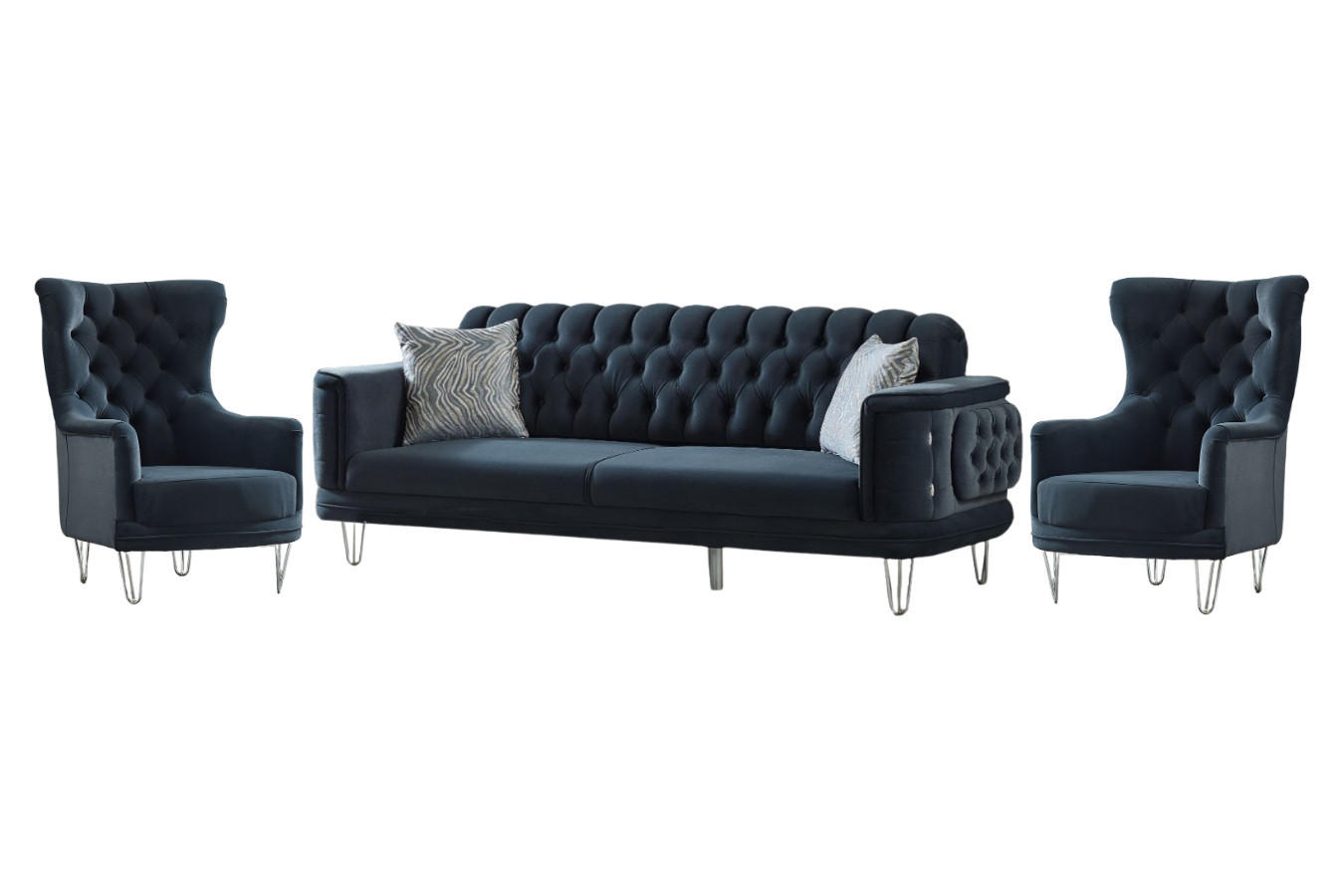 SITZGARNITUR Carlo Anthrazit Stellvariante:2+1+1 - Anthrazit, Holz (170/85/95cm) - Villa Möbel