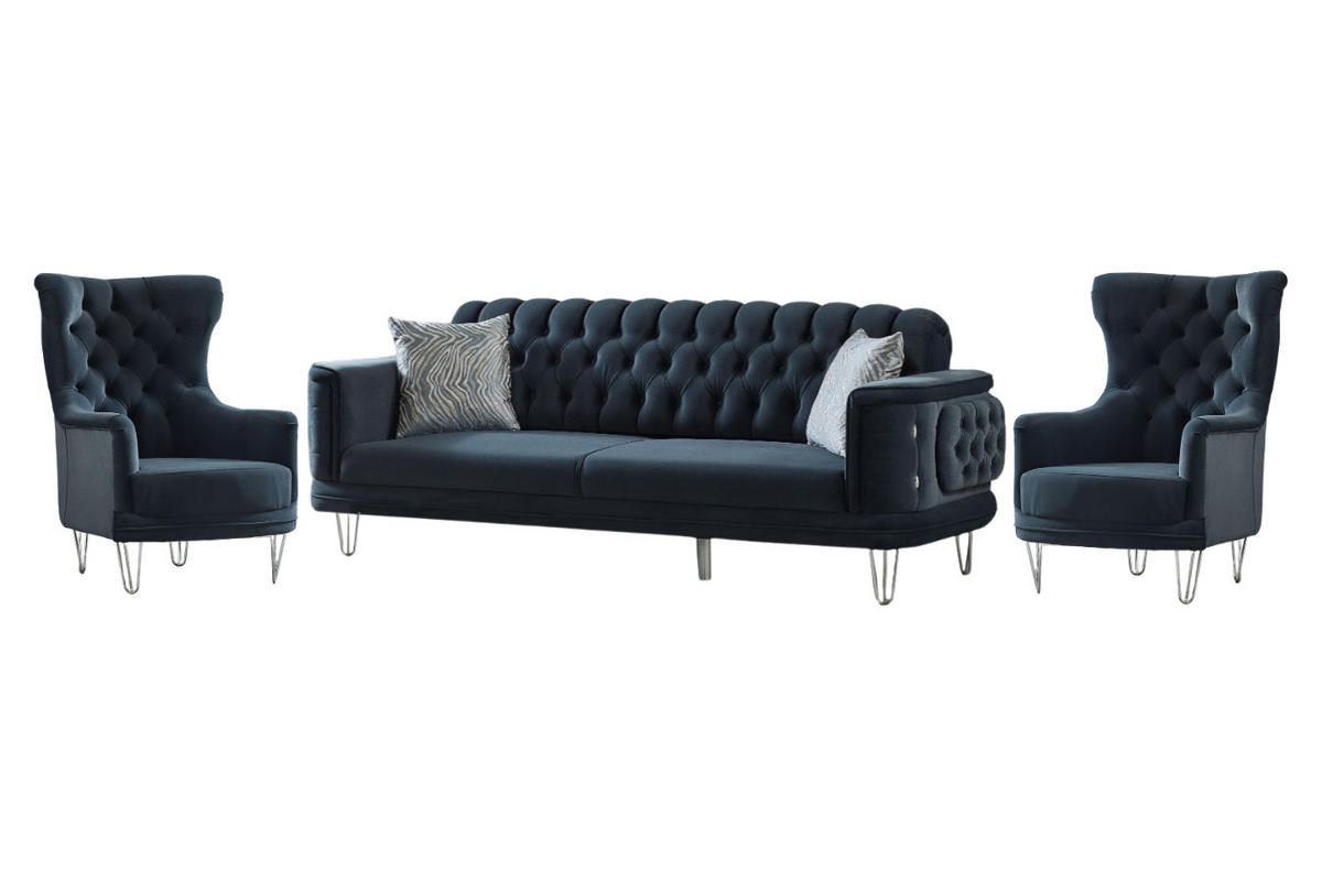 SITZGARNITUR Carlo Anthrazit Stellvariante:2+1+1 - Anthrazit, Holz (170/85/95cm) - Villa Möbel