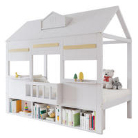 HOCHBETT 90/200 cm in Weiß – mit Bücherregal und Lattenrost - Weiß, Holz (90/200cm) - BEAOK