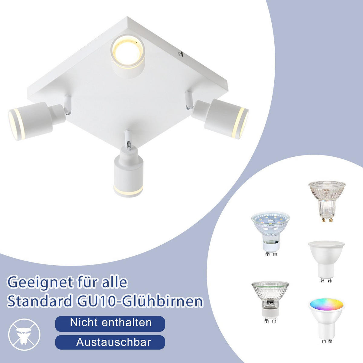 STRAHLER Wolfsburg 4-flammig 25/25/17 cm - Weiß, Metall (25/25/17cm) - Nettlife