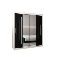 SCHWEBETÜRENSCHRANK 200/180/62 2-türig - Silberfarben/Schwarz, Holz/Kunststoff (180/200/62cm) - Abiks Möbel