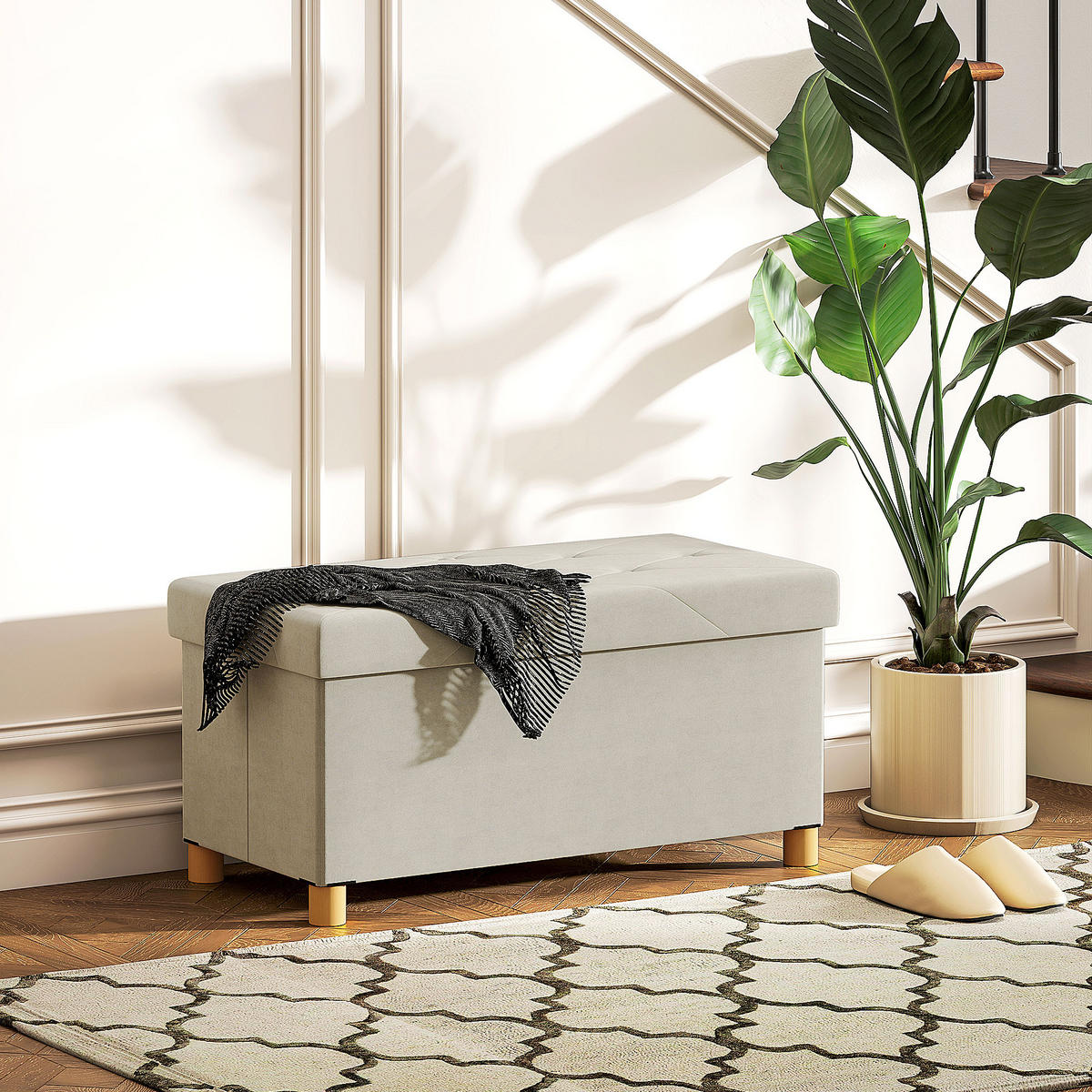 TRUHENBANK DE-16446 klappbar mit Stauraum Creme - Creme, Textil (76/38/38cm) - ComfortXL