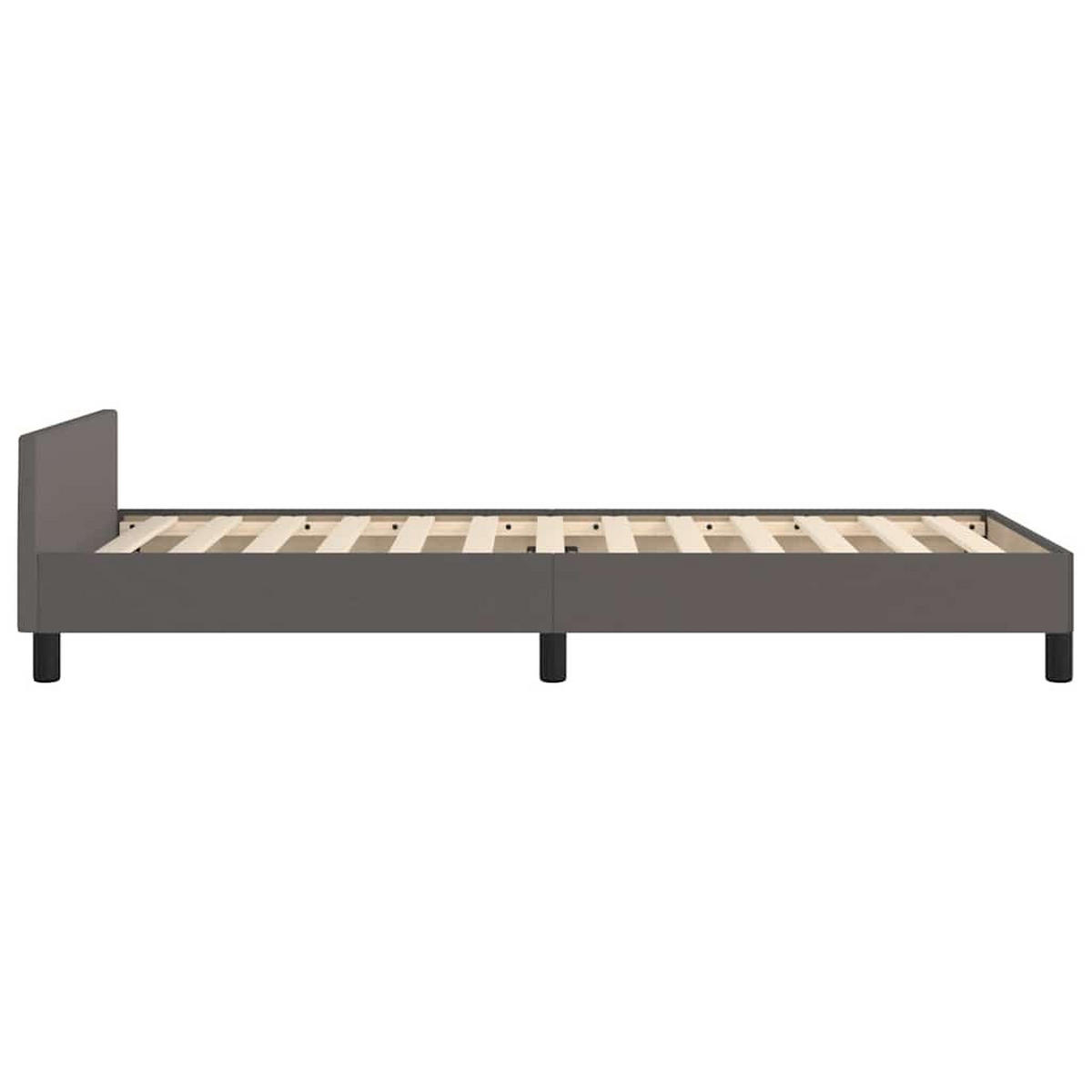 BETTGESTELL Mit Kopfteil Ohne Matratze Grau 90/200 Cm - Grau, Leder/Holzwerkstoff (90/200cm) - vidaXL