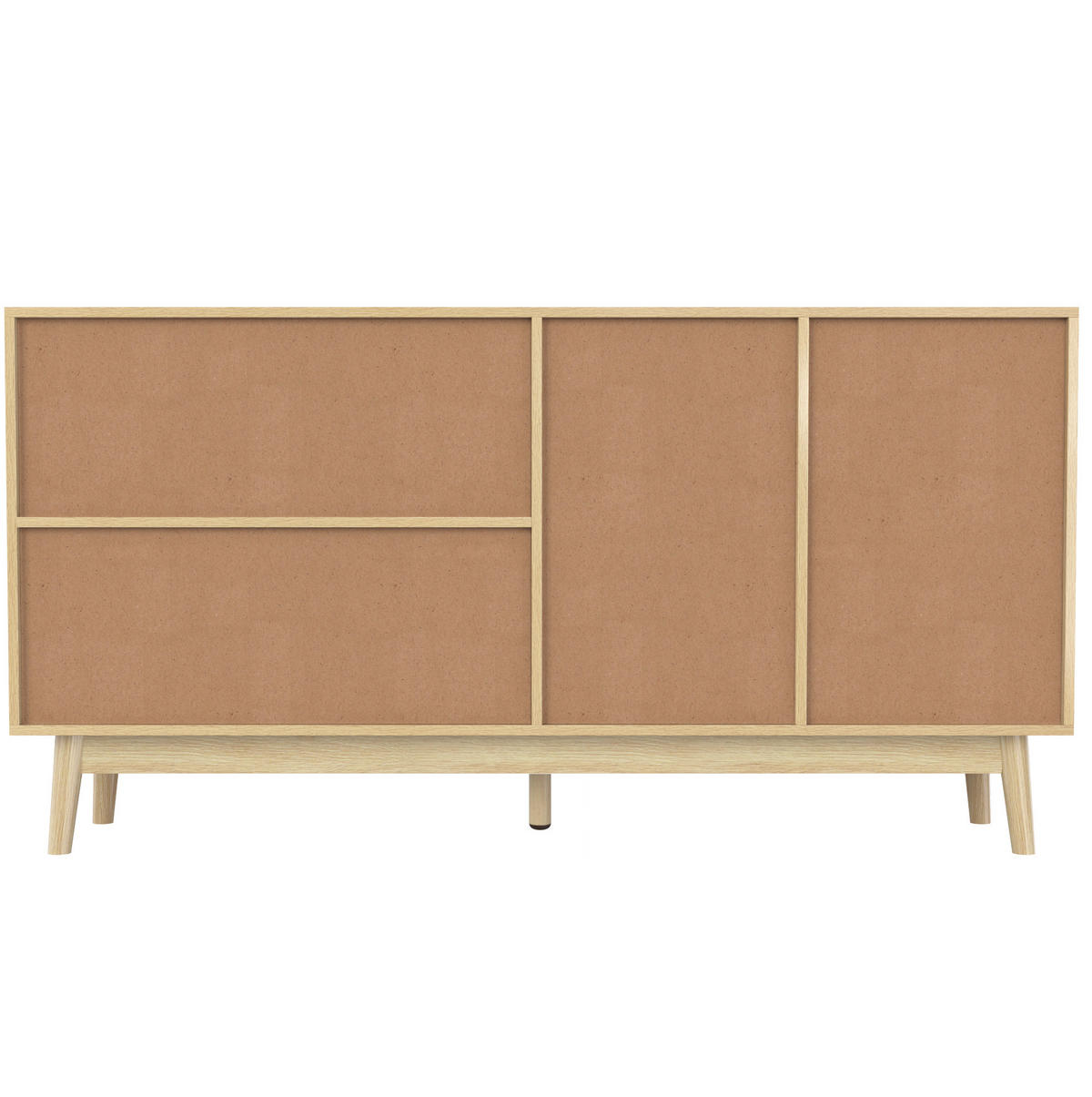 KOMMODE aus MDF & Spanplatte 155x38x80cm in Naturfarben mit Schiebetüren - Naturfarben, Holzwerkstoff (155/80/38cm) - Modfu