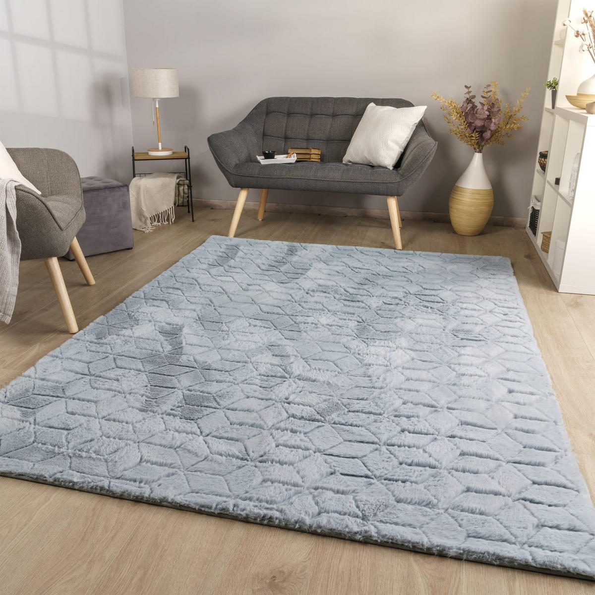 HOCHFLORTEPPICH Skandinavisch Grau 60 x 100 cm - Grau, Kunststoff (60/100cm) - TT Home