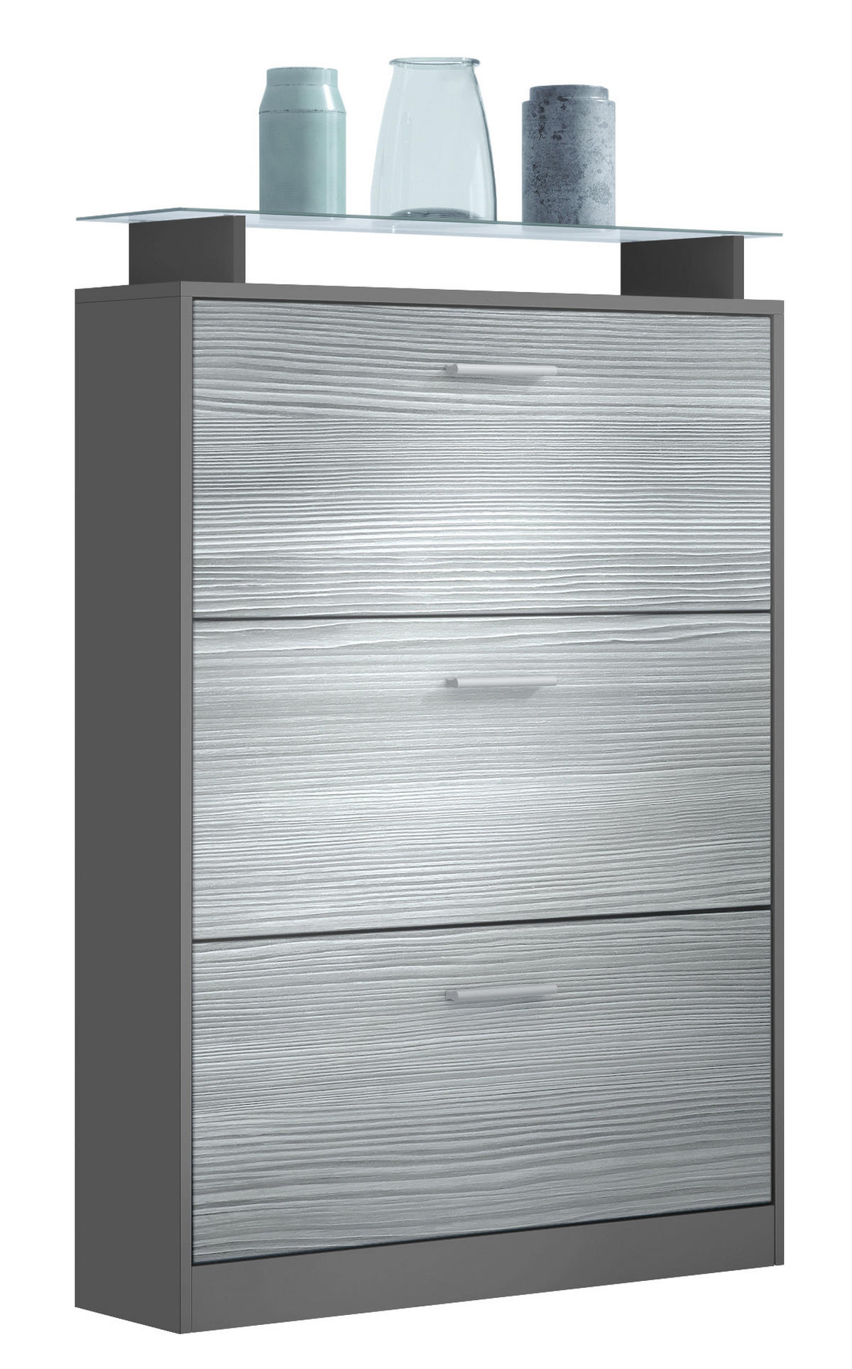 SCHUHSCHRANK Lavia Front in Avola-Anthrazit - Anthrazit, Holzwerkstoff (89/128/23cm) - Vladon